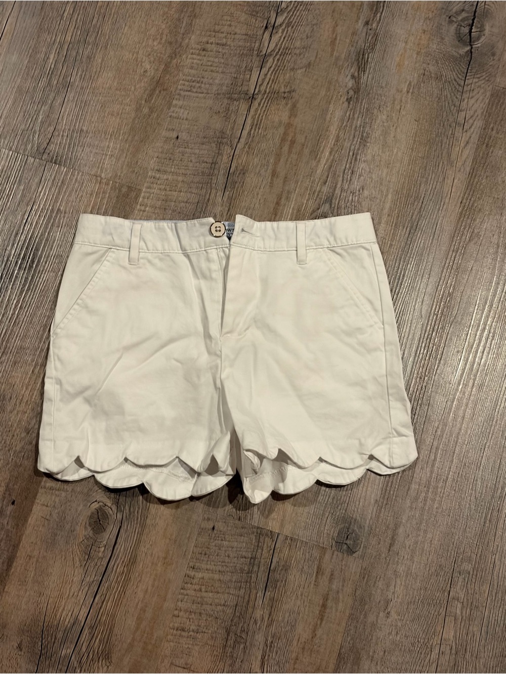 Girls White Scallop Hem Cotton Shorts Crown & Ivy size 12
